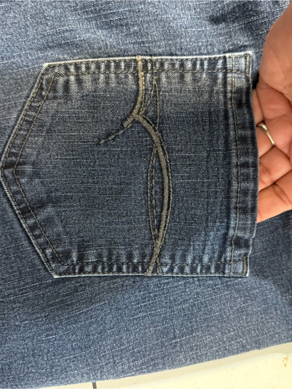 Faded Glory Women’s 18WP Indigo Blue Jeans with Embroidered Pocket Detail